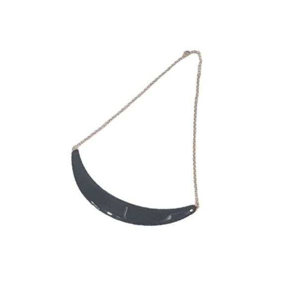 Black Enamel Goldtone Collar Choker Necklace and Earring Set - Picture 3 of 8